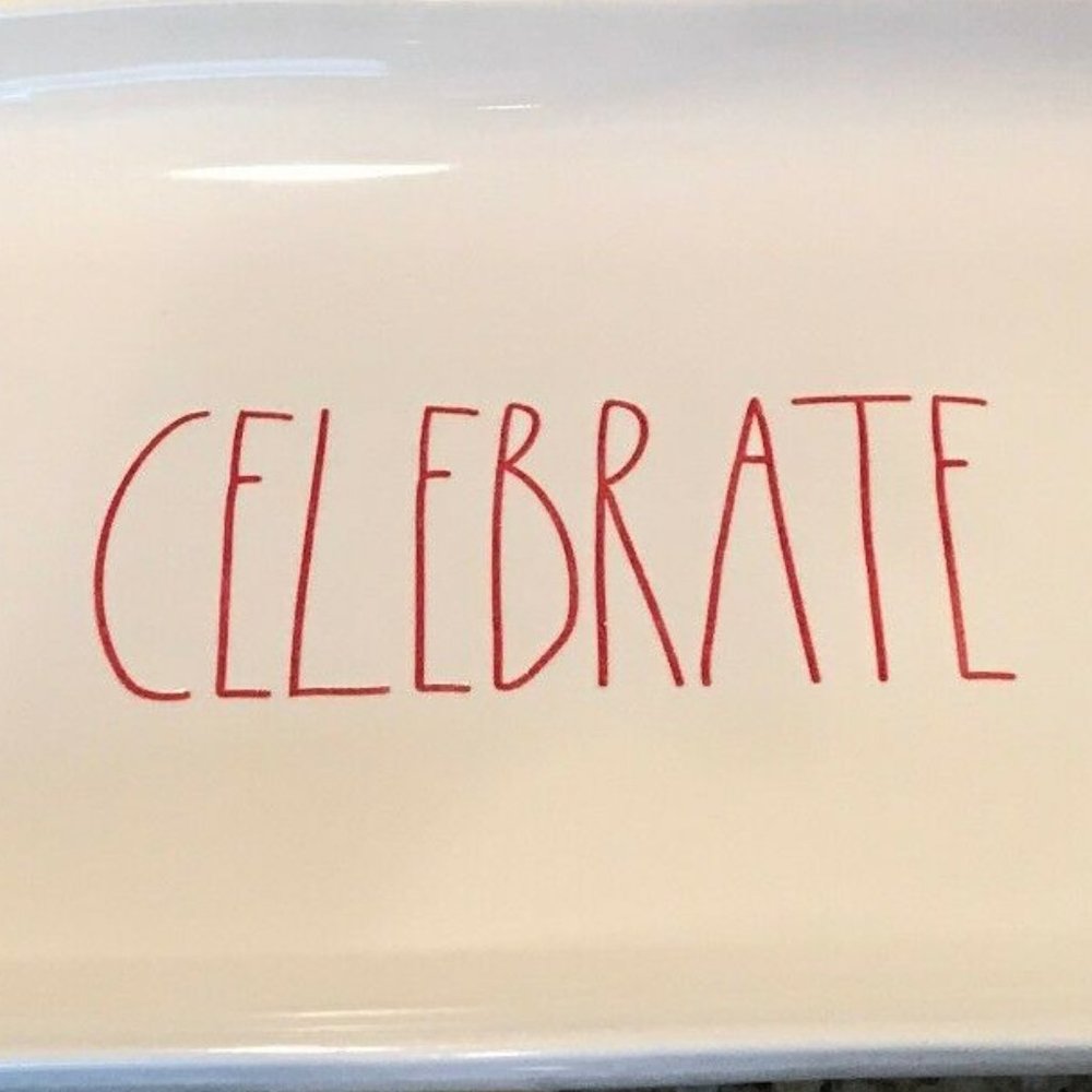 Rae Dunn Large Platter CELEBRATE LL RED 14X7